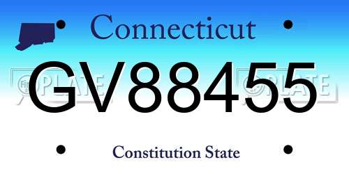 GV88455 Connecticut License Plate