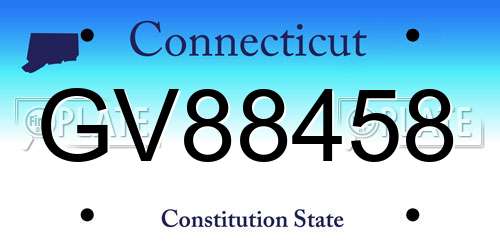 GV88458 Connecticut License Plate
