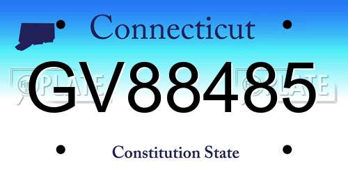 GV88485 Connecticut License Plate