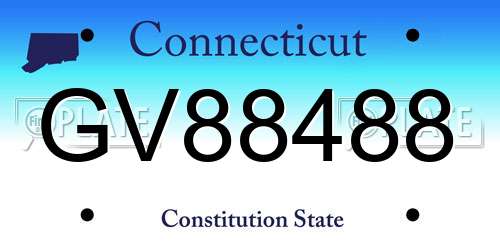 GV88488 Connecticut License Plate