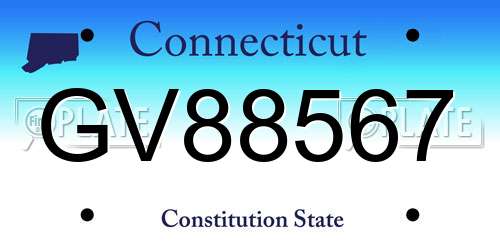 GV88567 Connecticut License Plate