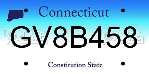 GV8B458 Connecticut License Plate