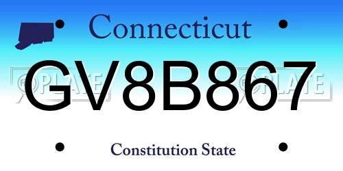 GV8B867 Connecticut License Plate