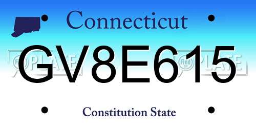 GV8E615 Connecticut License Plate