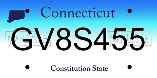 GV8S455 Connecticut License Plate