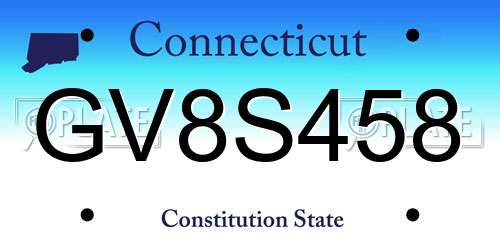 GV8S458 Connecticut License Plate