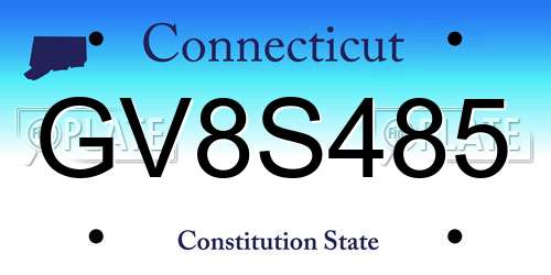 GV8S485 Connecticut License Plate