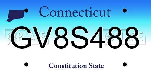 GV8S488 Connecticut License Plate
