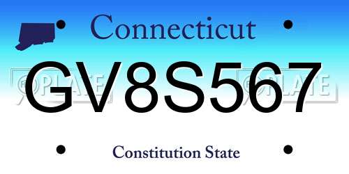 GV8S567 Connecticut License Plate
