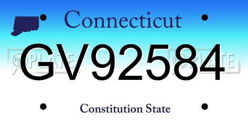GV92584 Connecticut License Plate