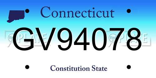 GV94078 Connecticut License Plate