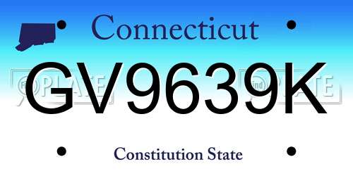 GV9639K Connecticut License Plate