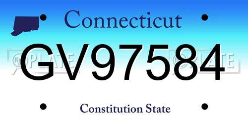 GV97584 Connecticut License Plate