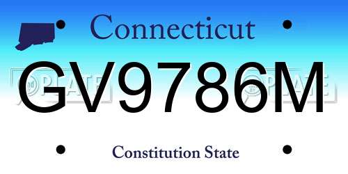 GV9786M Connecticut License Plate