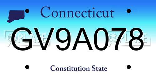 GV9A078 Connecticut License Plate
