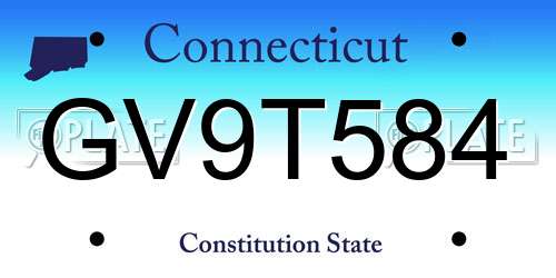 GV9T584 Connecticut License Plate