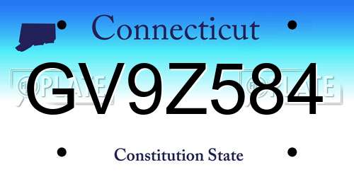 GV9Z584 Connecticut License Plate