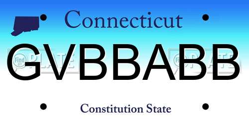 GVBBABB Connecticut License Plate