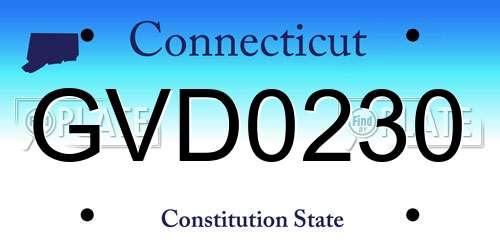 GVD0230 Connecticut License Plate