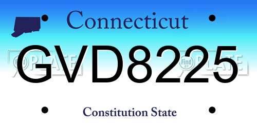 GVD8225 Connecticut License Plate
