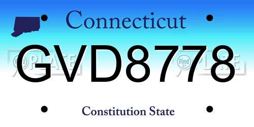 GVD8778 Connecticut License Plate