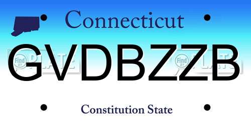 GVDBZZB Connecticut License Plate