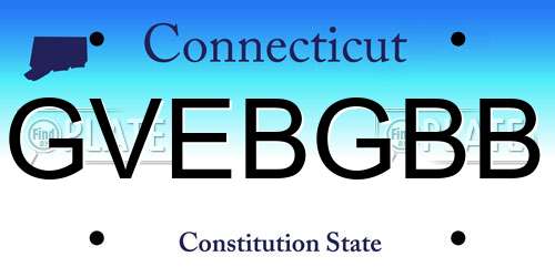 GVEBGBB Connecticut License Plate