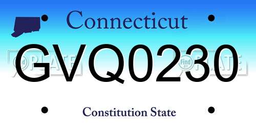 GVQ0230 Connecticut License Plate