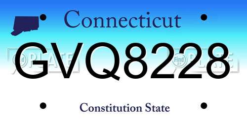 GVQ8228 Connecticut License Plate