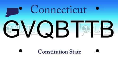 GVQBTTB Connecticut License Plate