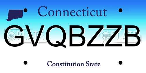 GVQBZZB Connecticut License Plate