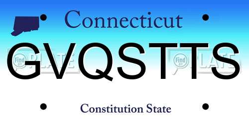 GVQSTTS Connecticut License Plate