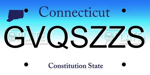 GVQSZZS Connecticut License Plate