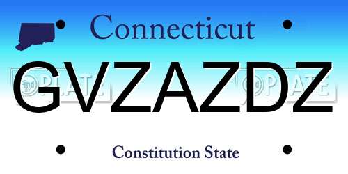 GVZAZDZ Connecticut License Plate