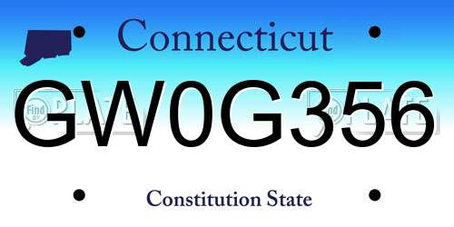 GW0G356 Connecticut License Plate