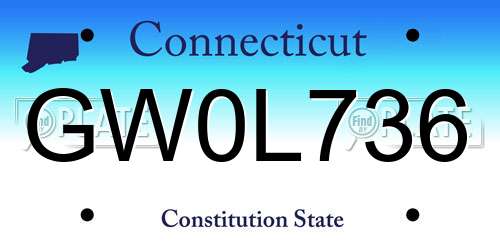 GW0L736 Connecticut License Plate
