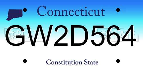 GW2D564 Connecticut License Plate