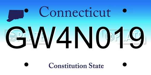 GW4N019 Connecticut License Plate