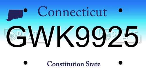 GWK9925 Connecticut License Plate