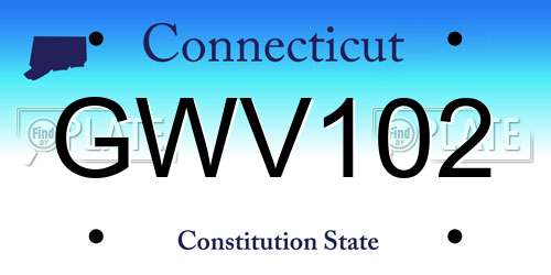 GWV102 Connecticut License Plate
