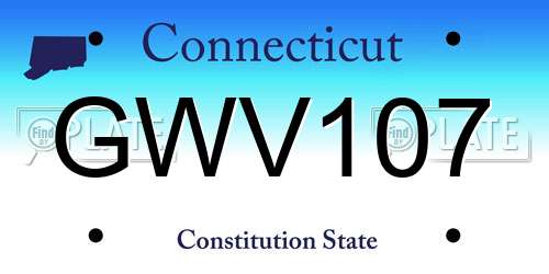 GWV107 Connecticut License Plate