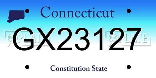 GX23127 Connecticut License Plate