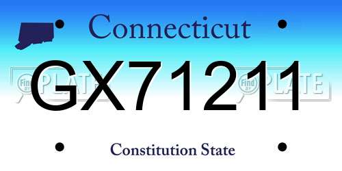 GX71211 Connecticut License Plate