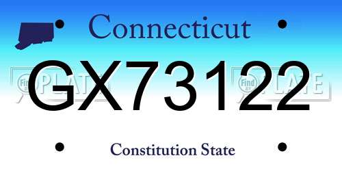 GX73122 Connecticut License Plate