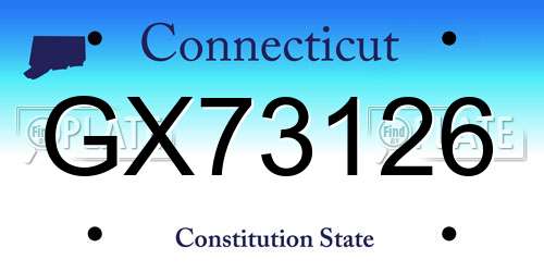 GX73126 Connecticut License Plate