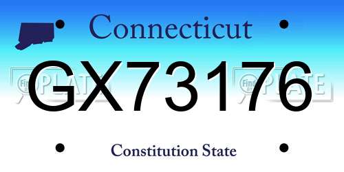 GX73176 Connecticut License Plate