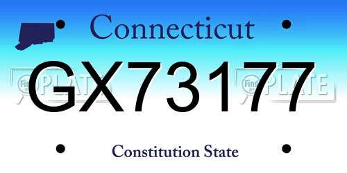 GX73177 Connecticut License Plate
