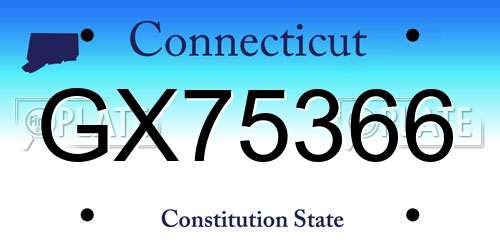 GX75366 Connecticut License Plate