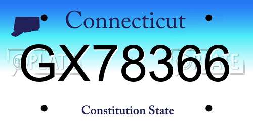 GX78366 Connecticut License Plate
