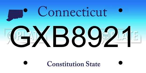 GXB8921 Connecticut License Plate